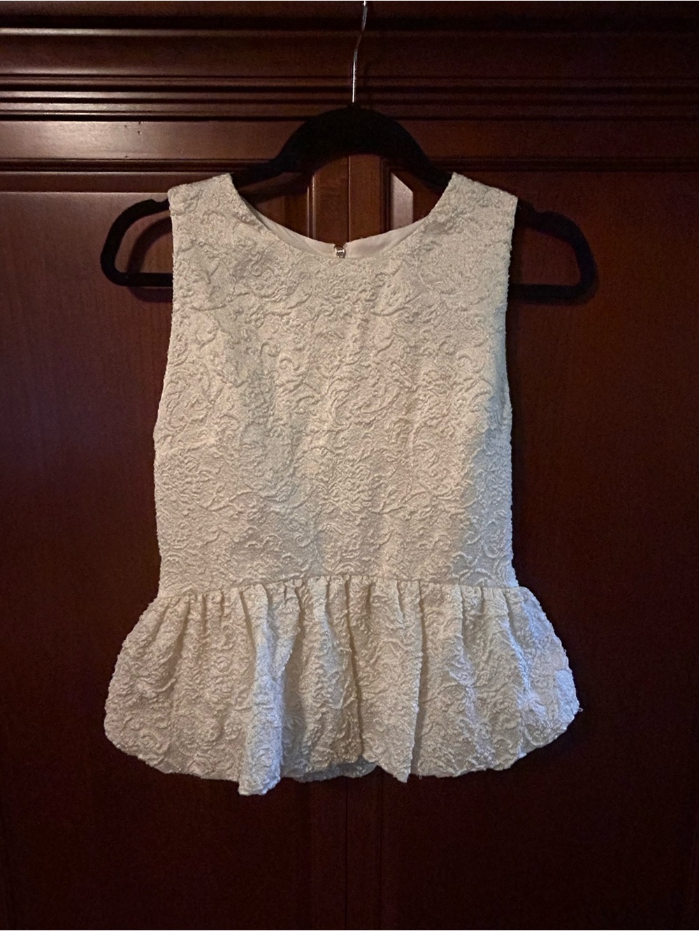 Zara Textured Peplum Top Ivory M | Sleeveless Round Neck | NWT Chic Party